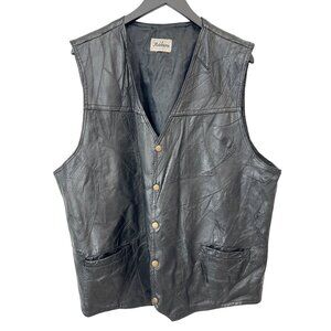 Ashburn Patchwork Genuine Leather Vest Size 2X Snap Front Moto Biker Grunge